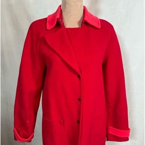 Elie Tahari Red Wool Jacket, Women Knee Length Jacket